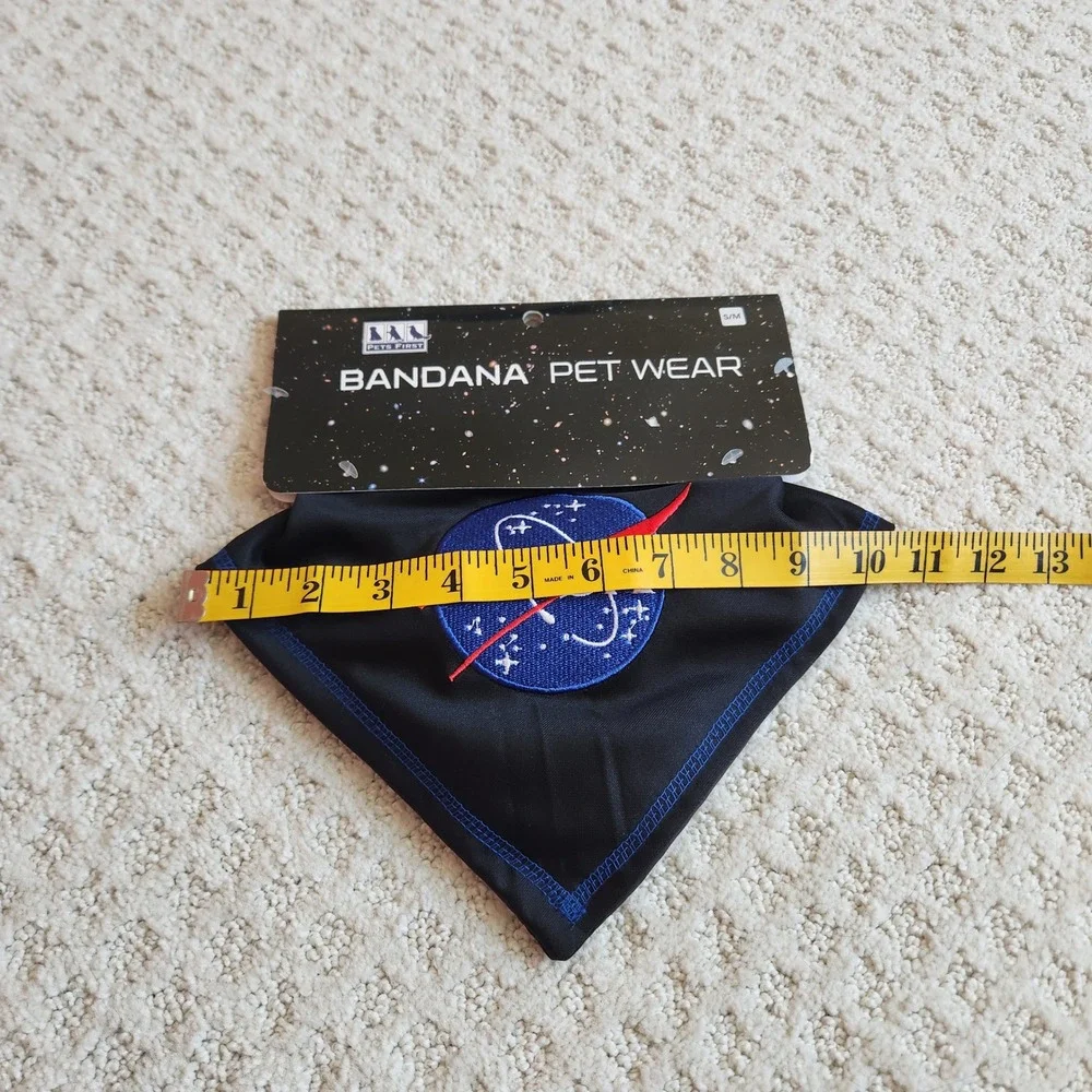 NWT‎ NASA Bandana Pet Wear Black size S/M Embroidered Space Logo Dog Accessory